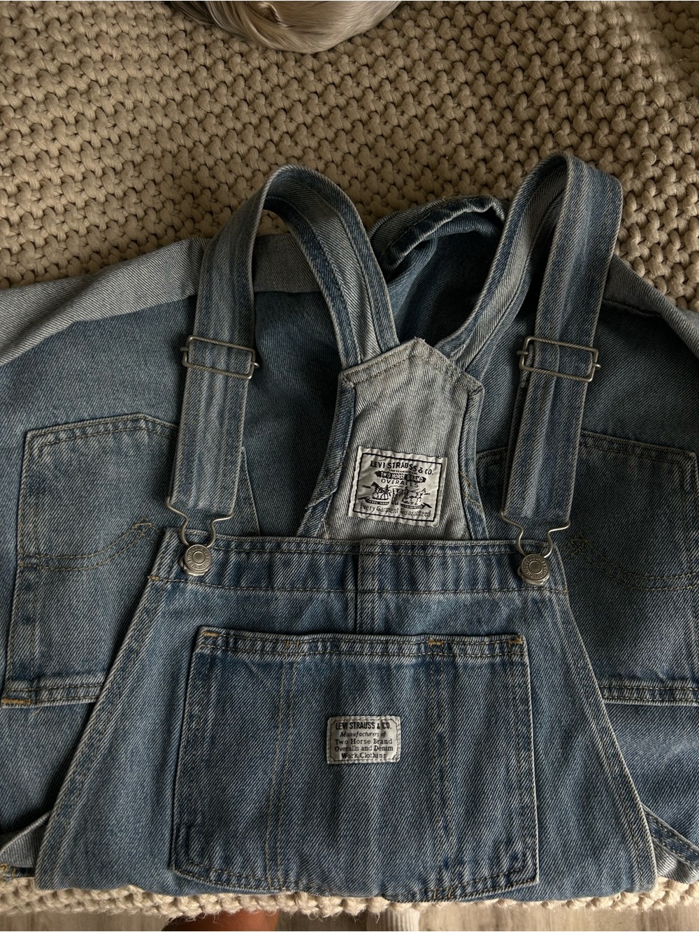 Levi's Light Wash Denim Overalls Shorts